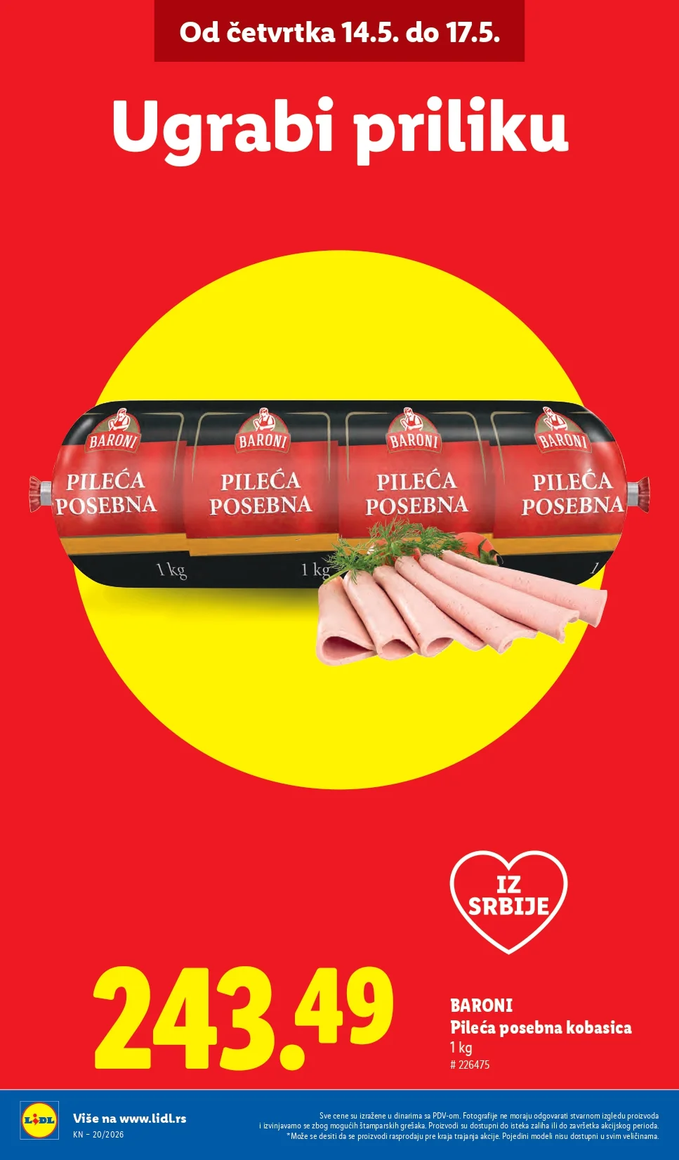 Lidl katalog PREHRANA/NEPREHRANA 14-20.5.2026.