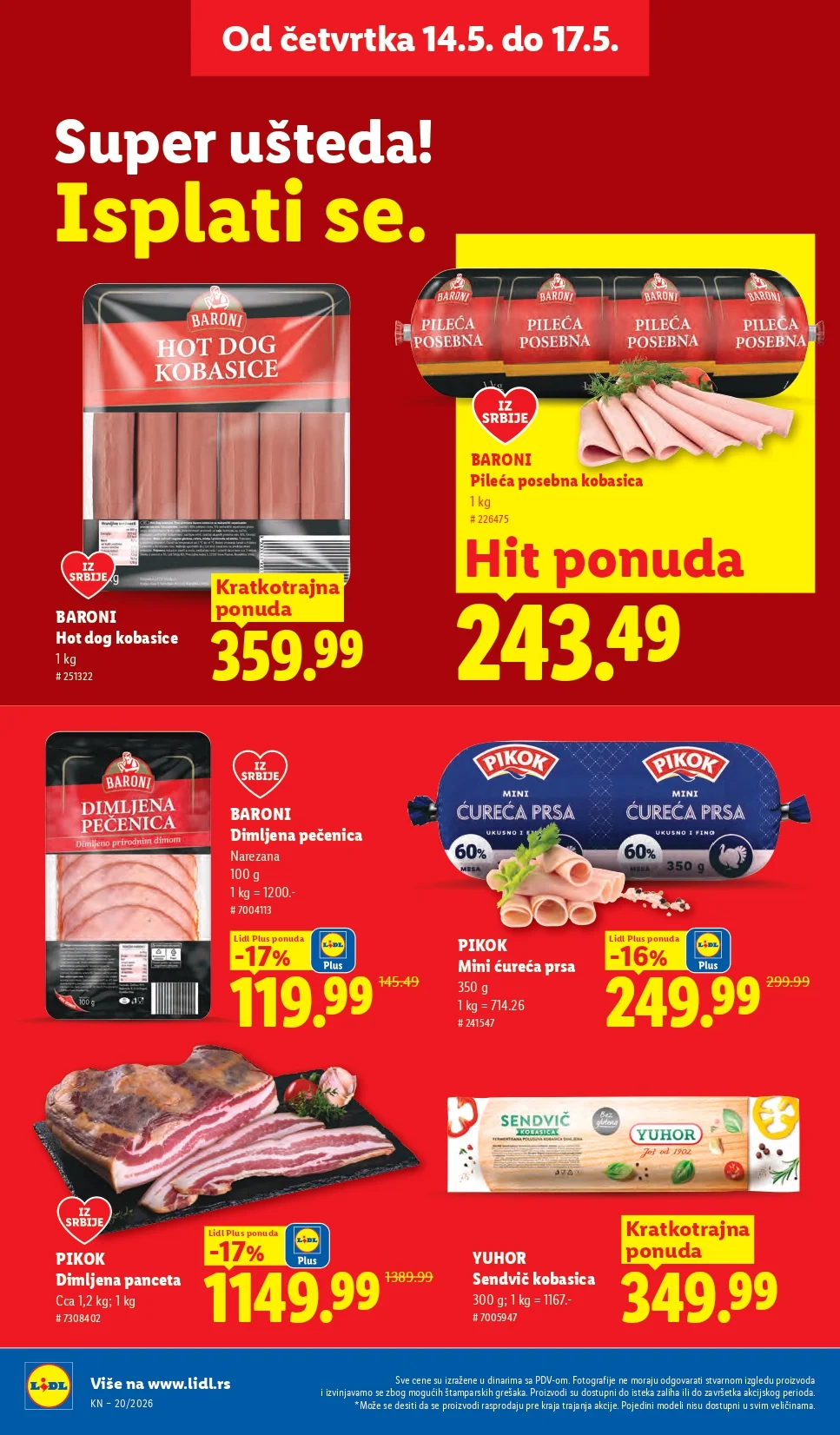 Lidl katalog PREHRANA/NEPREHRANA 14-20.5.2026.