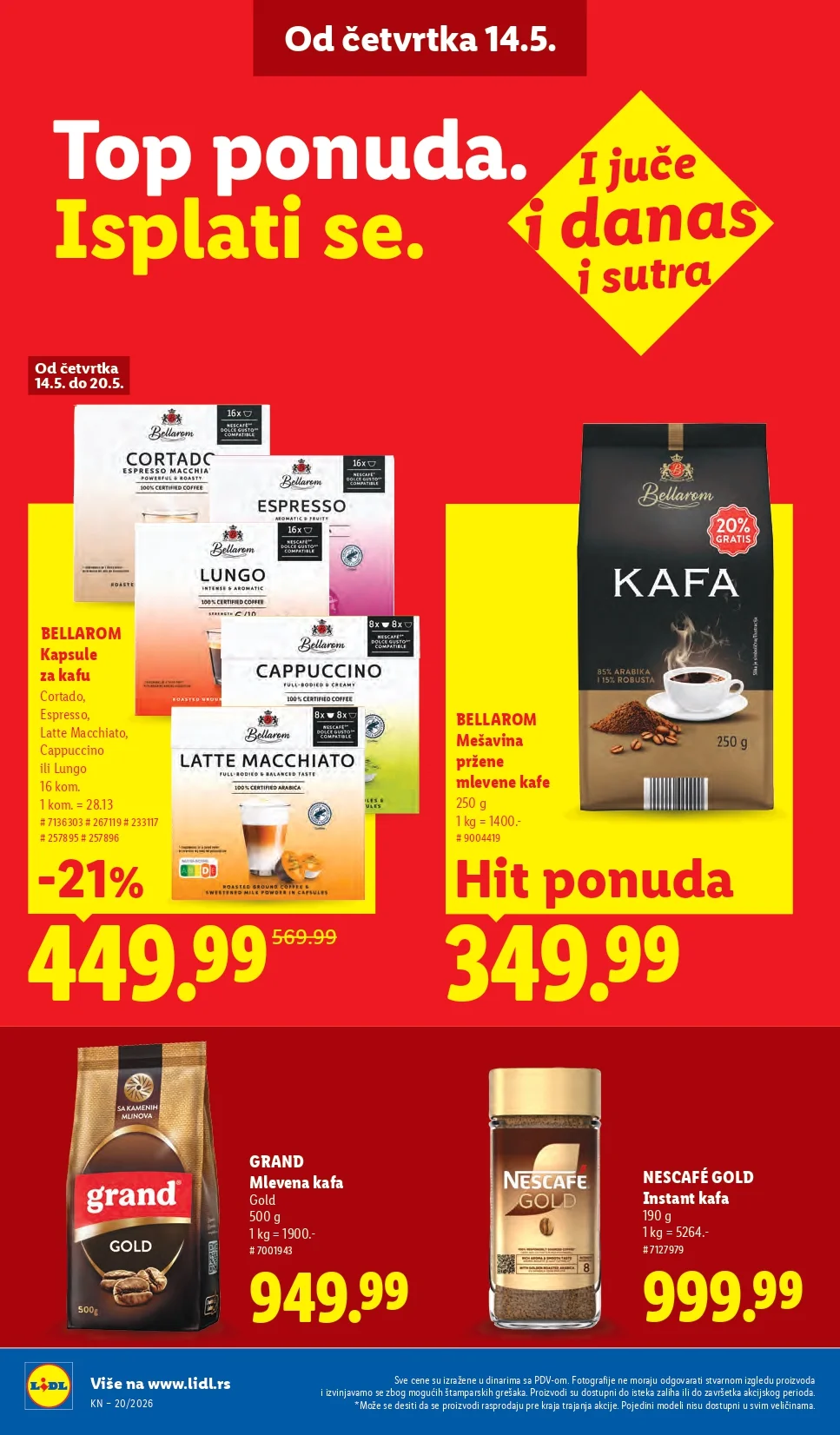Lidl katalog PREHRANA/NEPREHRANA 14-20.5.2026.