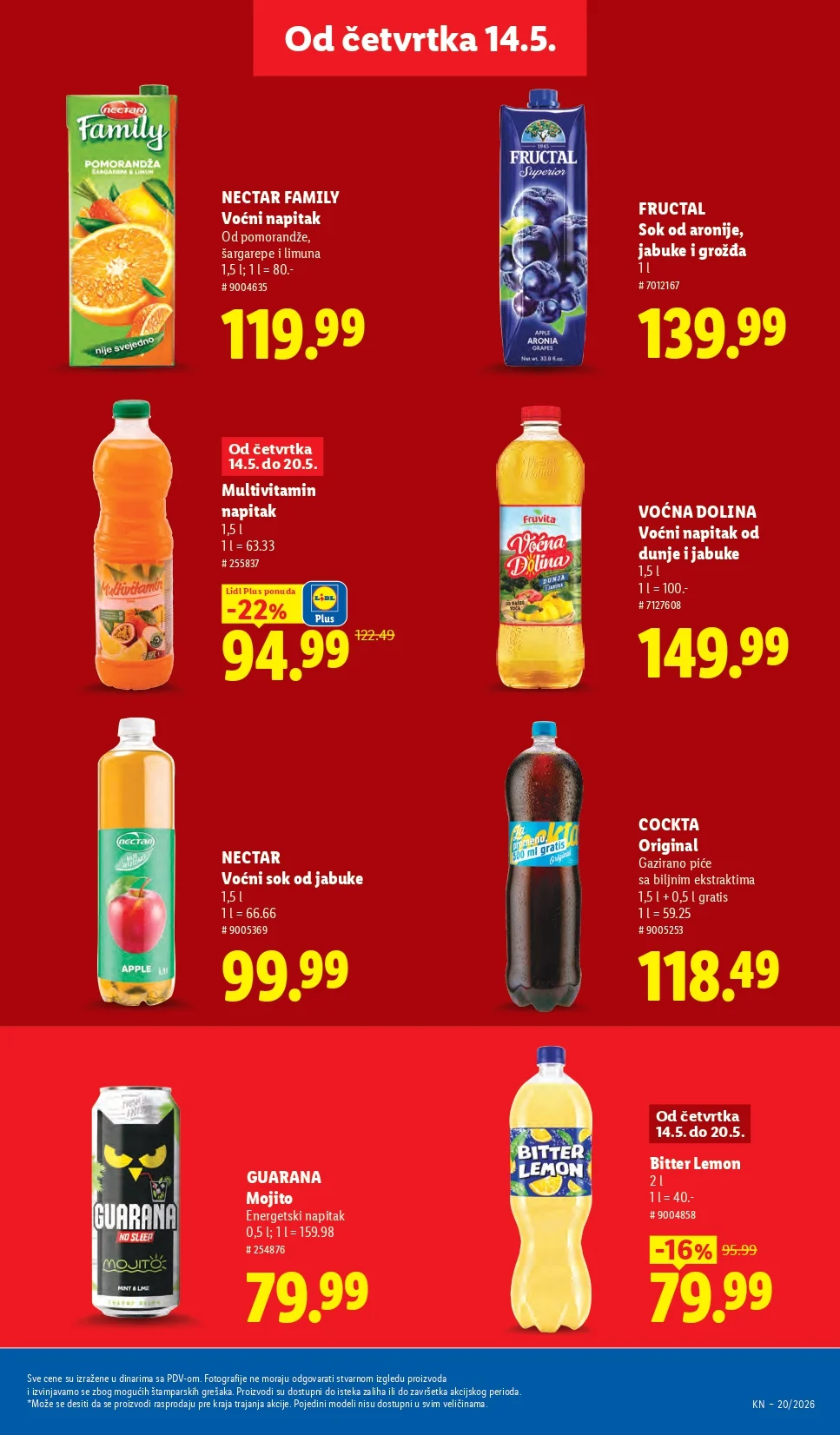 Lidl katalog PREHRANA/NEPREHRANA 14-20.5.2026.
