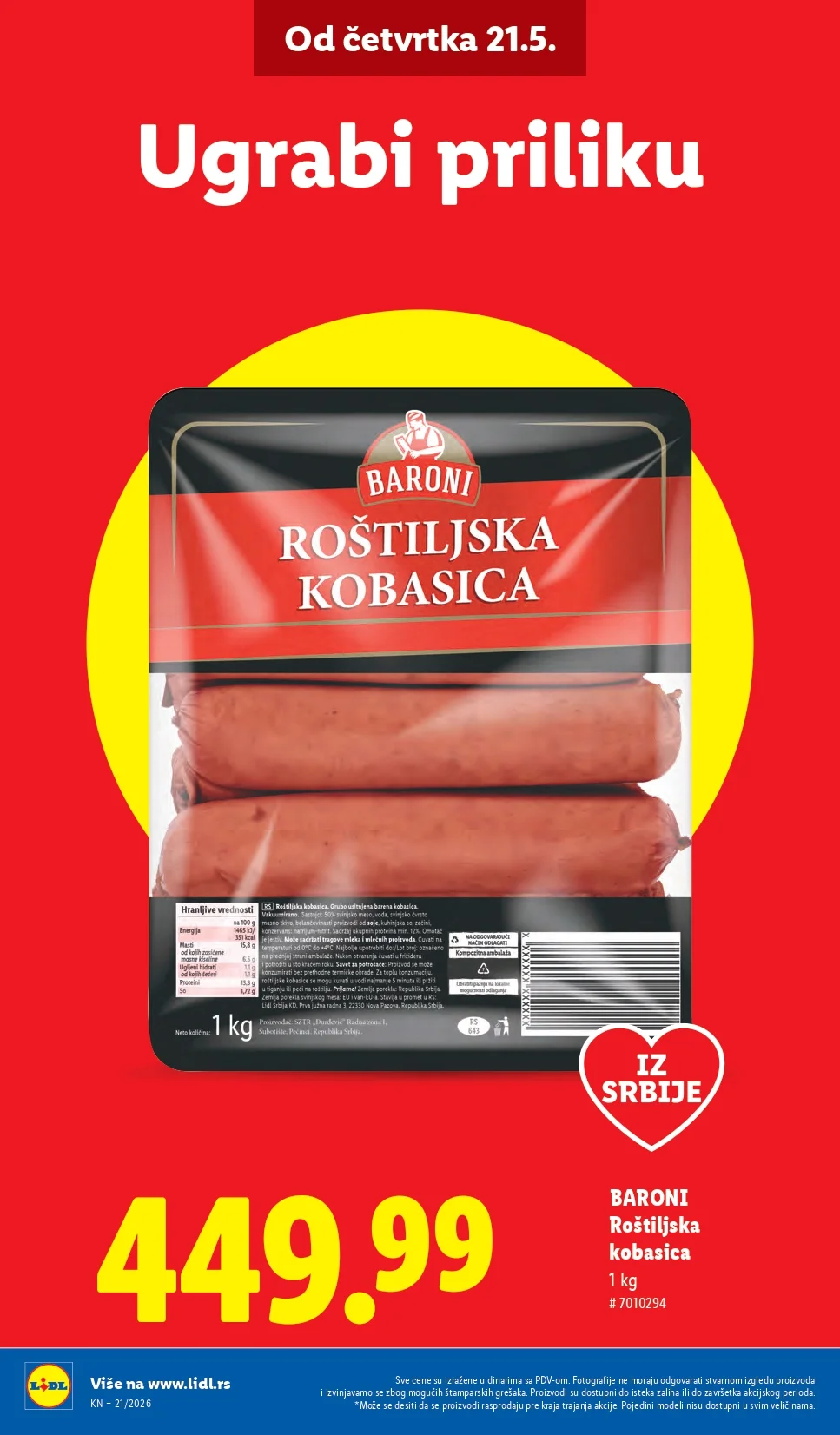 Lidl katalog PREHRANA/NEPREHRANA 21-27.5.2026.