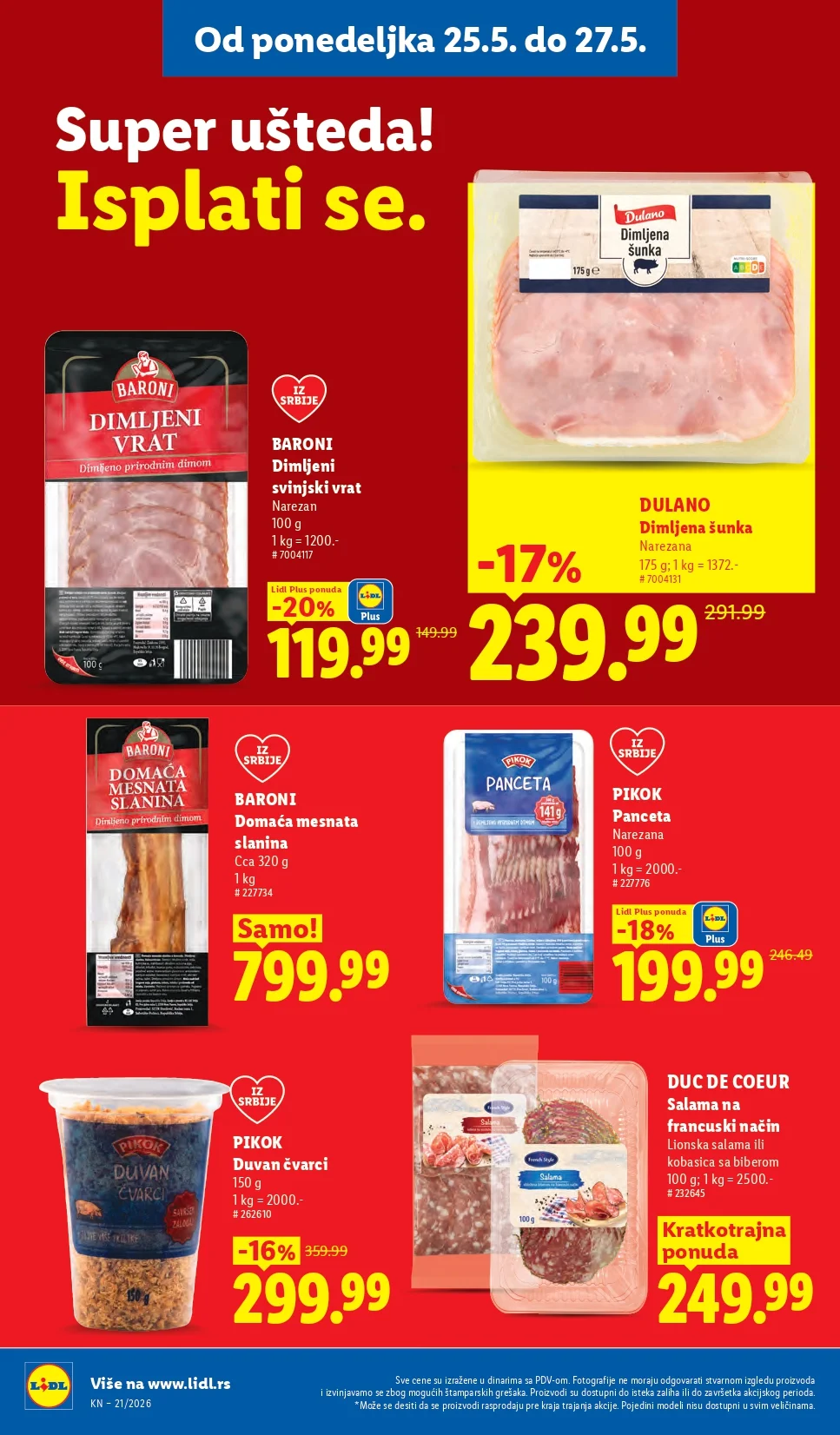 Lidl katalog PREHRANA/NEPREHRANA 21-27.5.2026.