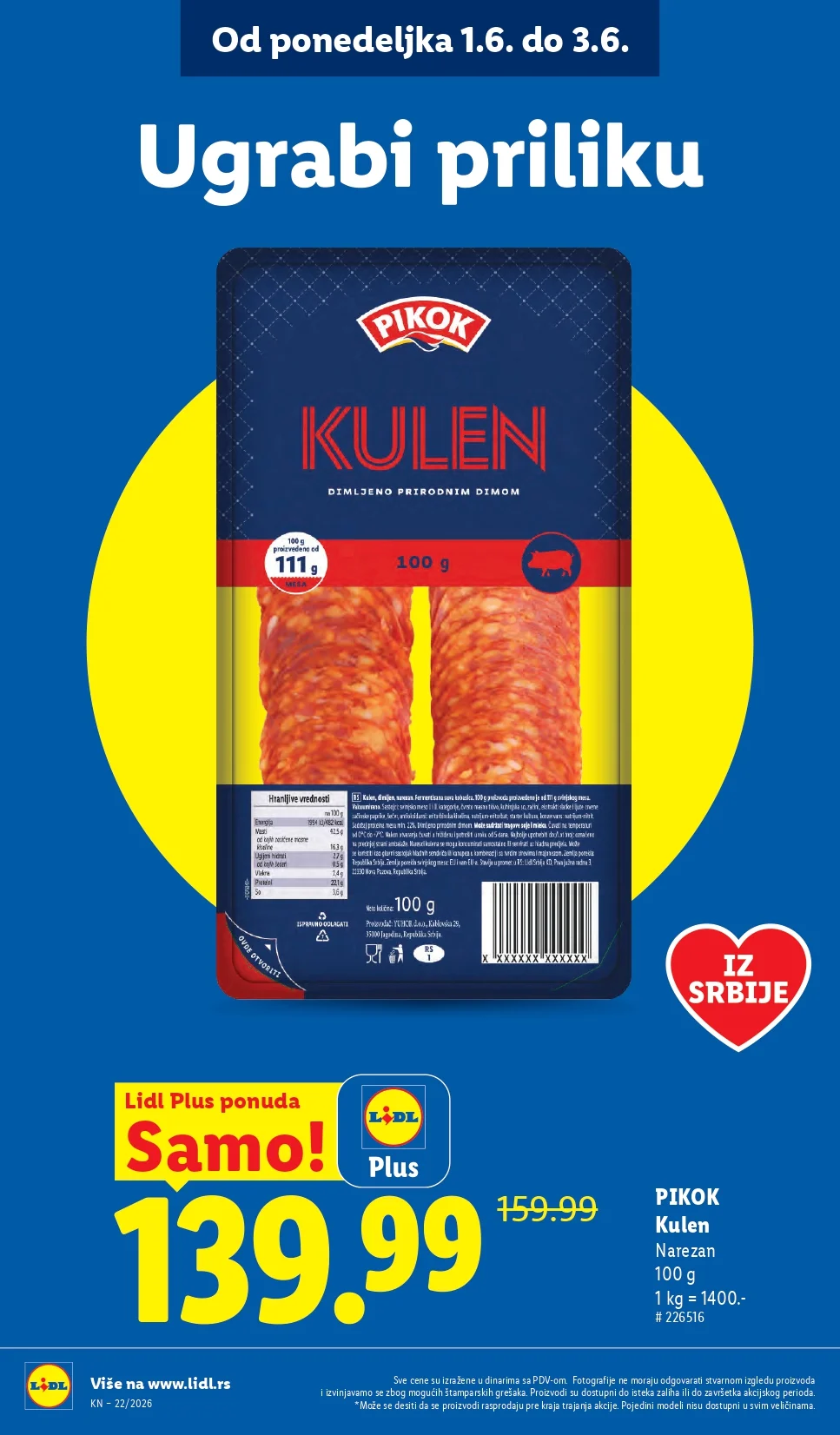 Lidl katalog PREHRANA/NEPREHRANA 28.5-3.6.2026.