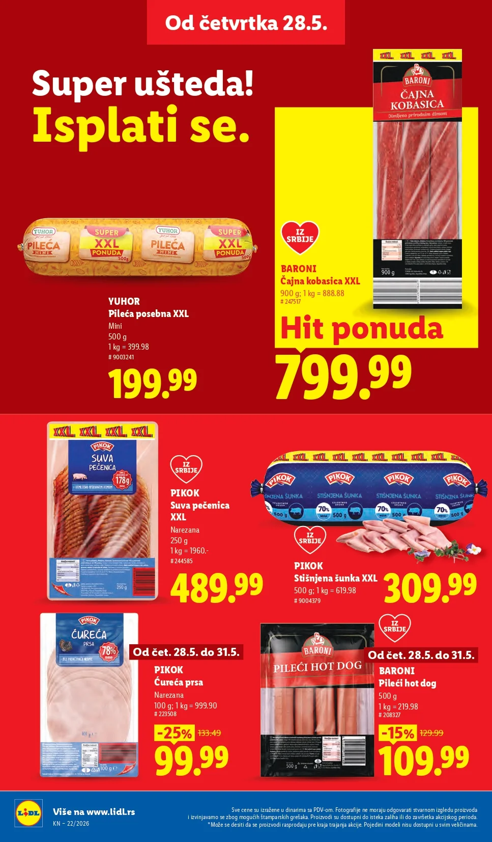 Lidl katalog PREHRANA/NEPREHRANA 28.5-3.6.2026.