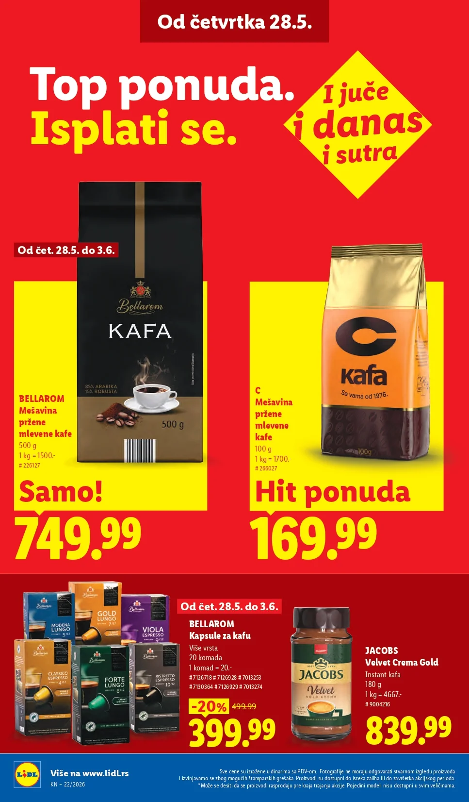 Lidl katalog PREHRANA/NEPREHRANA 28.5-3.6.2026.