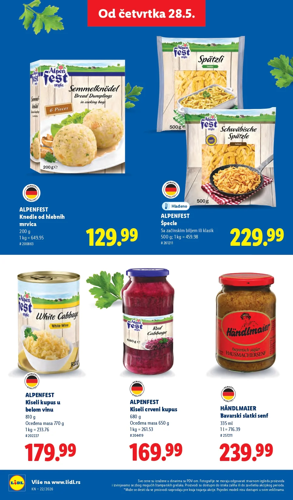 Lidl katalog PREHRANA/NEPREHRANA 28.5-3.6.2026.