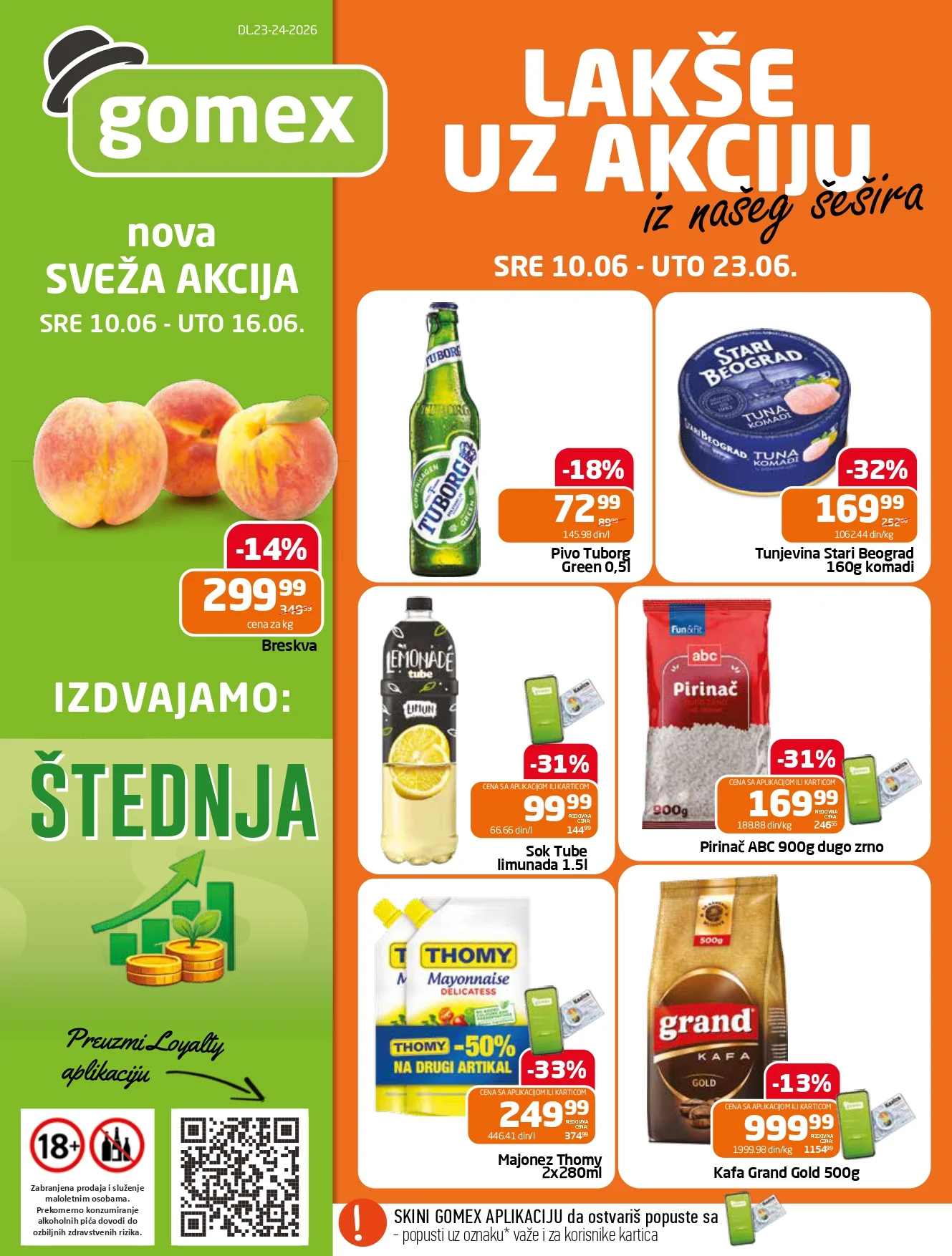 Gomex katalog NOVA SVEŽA AKCIJA 10-23.6.2026. - str. 1