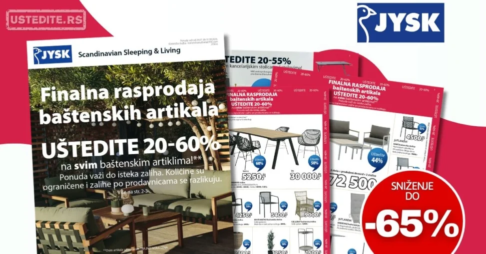 Jysk katalog RASPRODAJA BAŠTENSKIH ARTIKALA 29.7-1.9.2026.