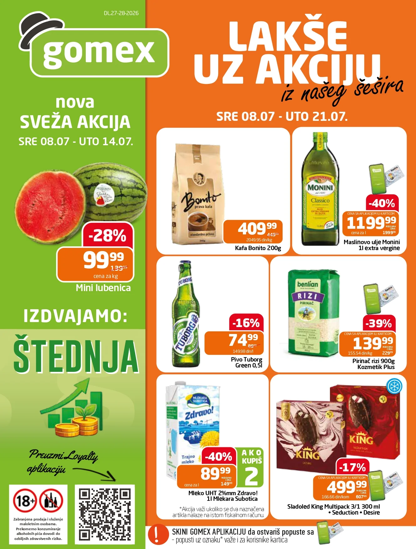 Gomex katalog AKCIJE IZ ŠEŠIRA 8-21.7.2026. - str. 1