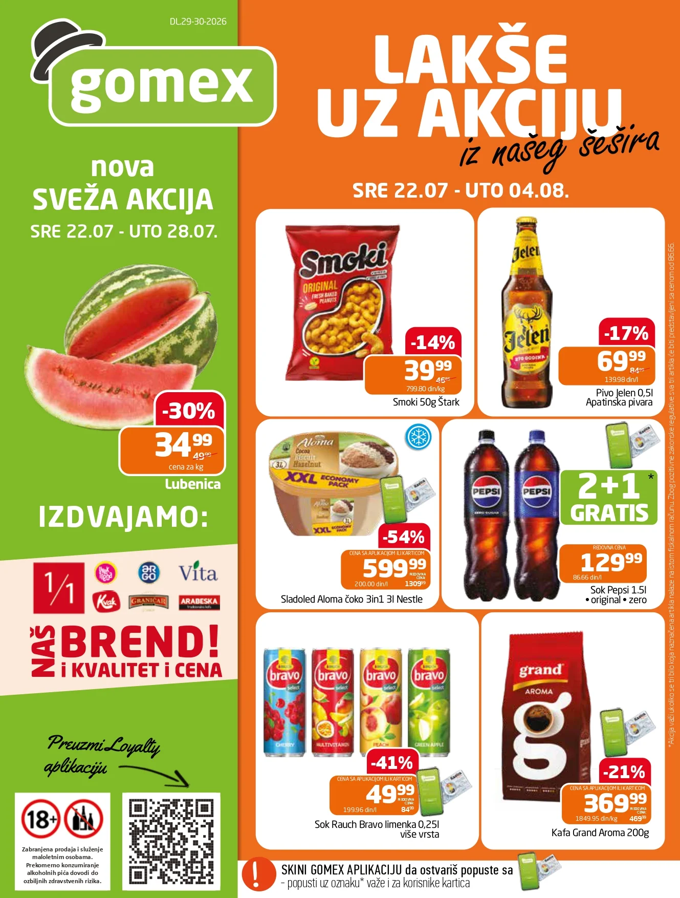 Gomex katalog AKCIJE IZ ŠEŠIRA 22.7-4.8.2026. - str. 1