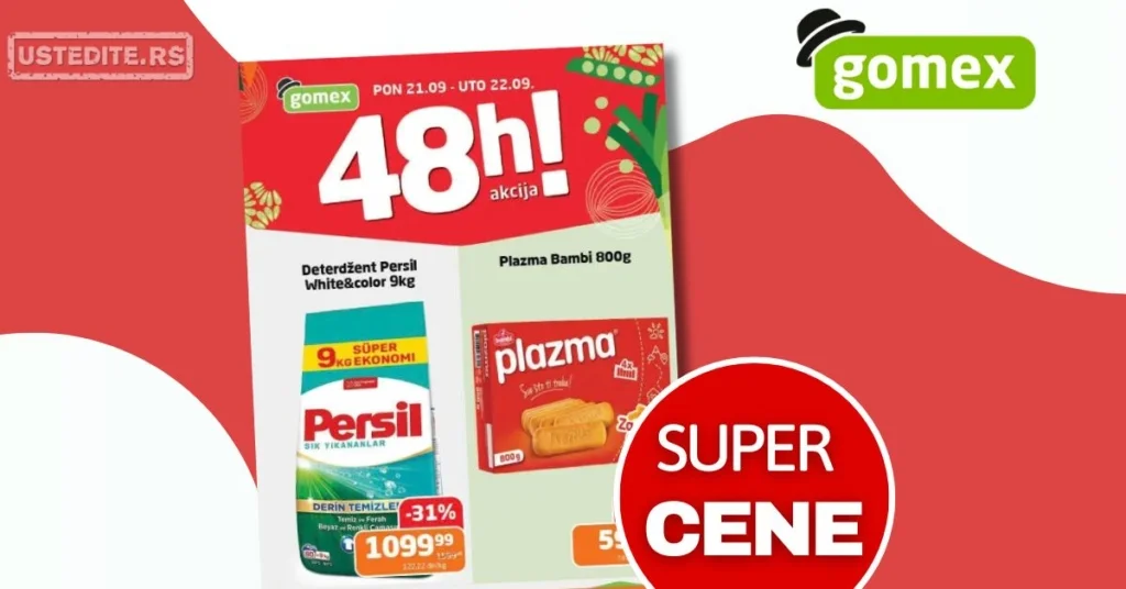 Gomex akcija PONEDELJAK I UTORAK 21-22.9.2026.