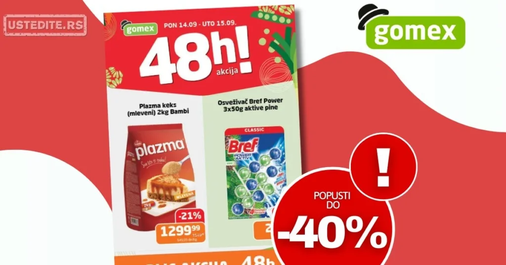 Gomex akcija PONEDELJAK I UTORAK 14-15.9.2026.