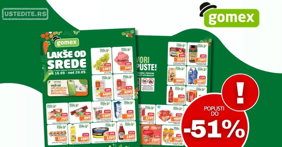Gomex katalog LAKŠE OD SREDE 16-20.9.2026.