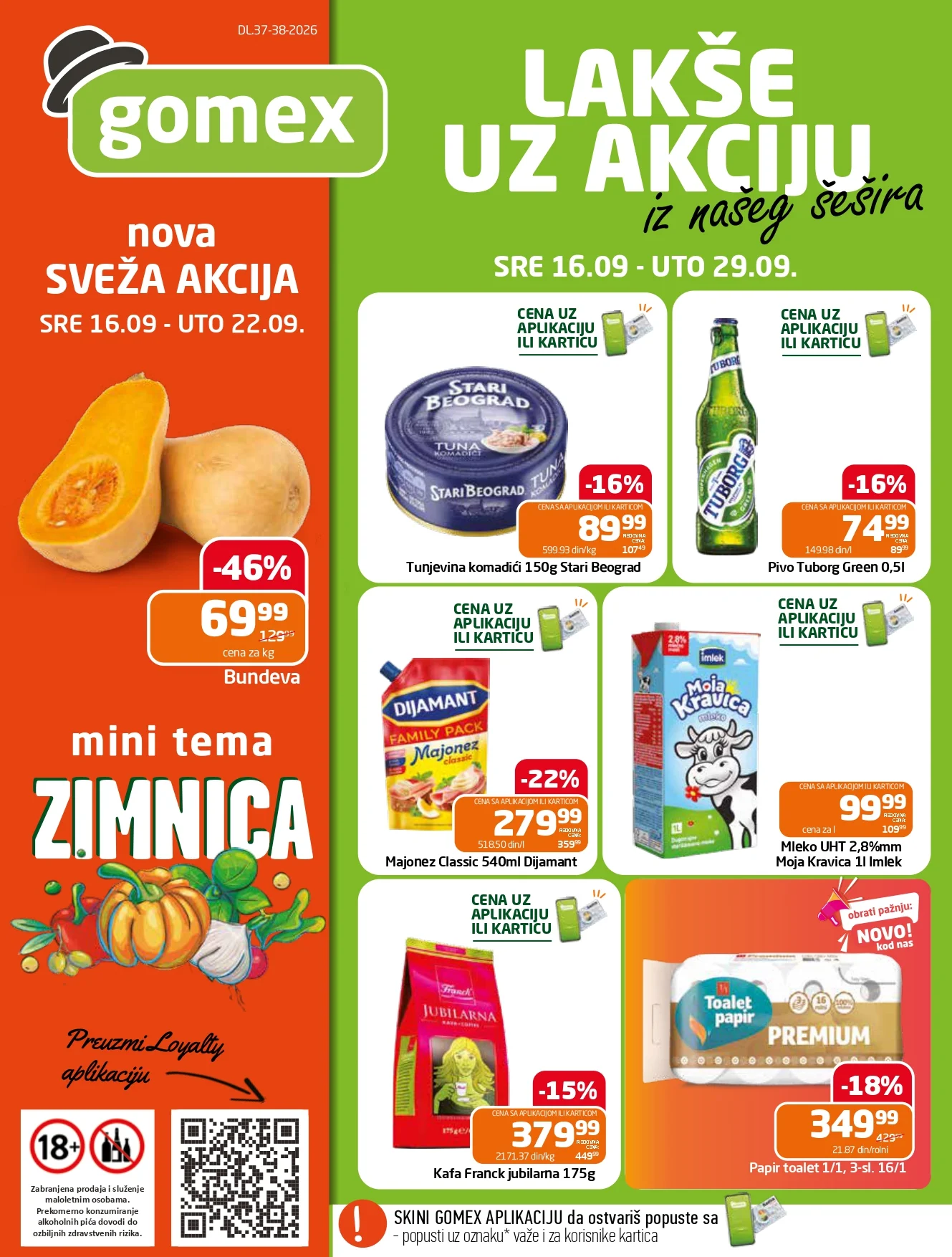 Gomex katalog AKCIJE IZ ŠEŠIRA 16-29.9.2026. - str. 1