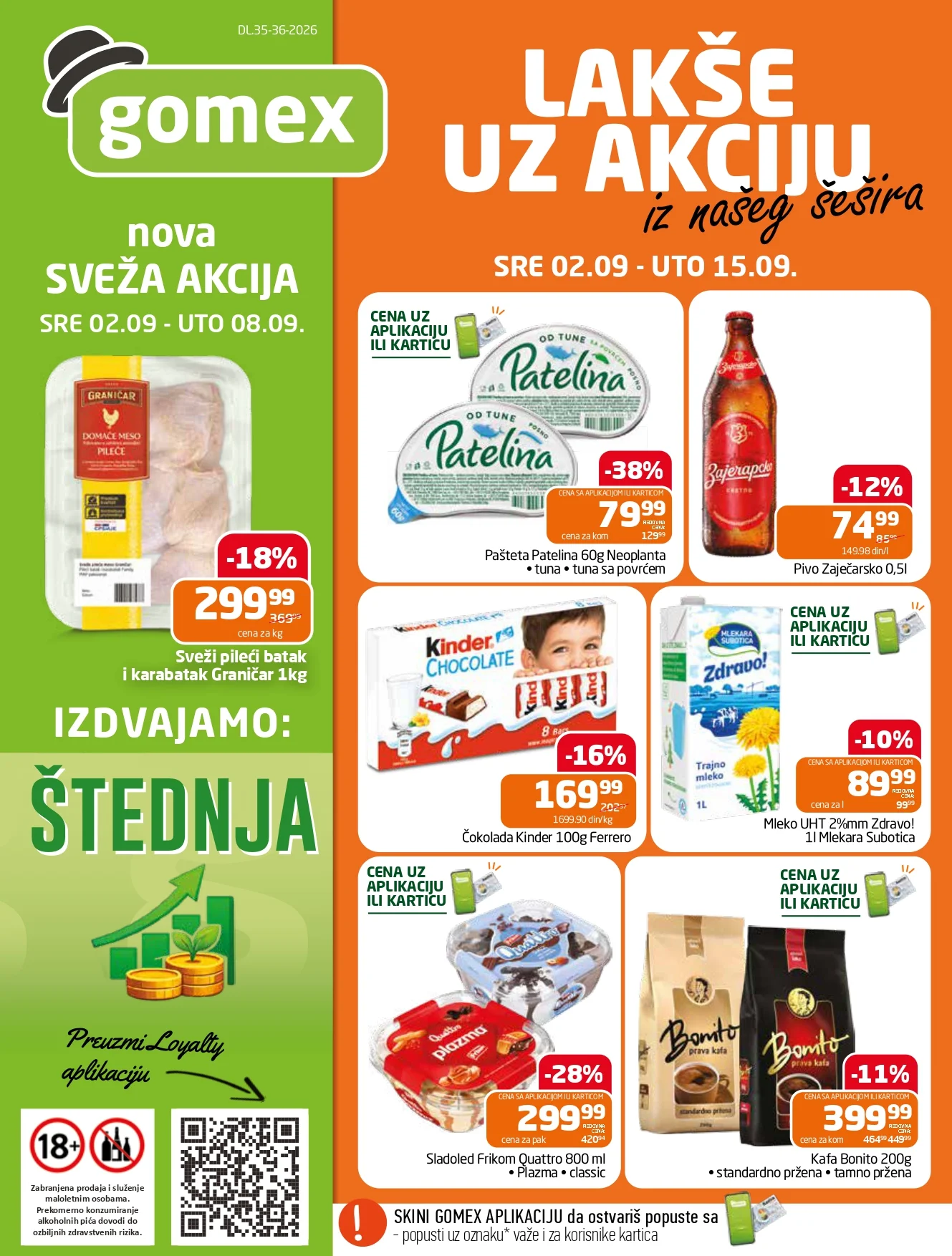 Gomex katalog AKCIJE IZ ŠEŠIRA 2-15.9.2026. - str. 1